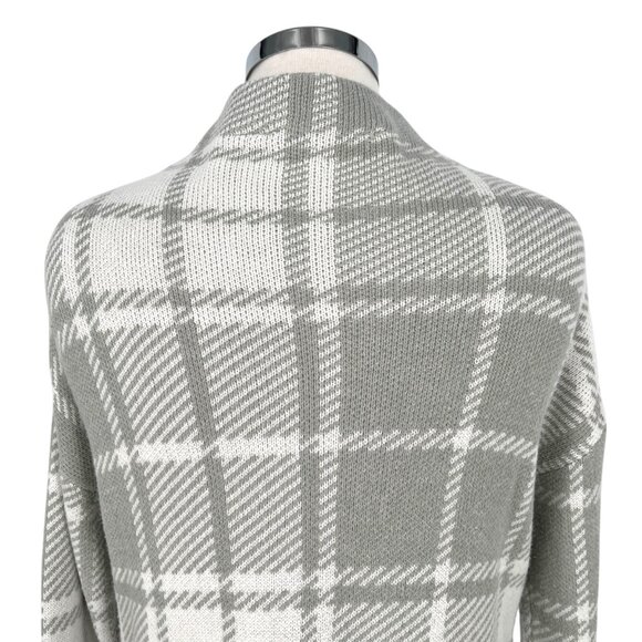 Soft Surrounding Plaid Mock Neck Sweater Gray White Size XS - Picture 5 of 9